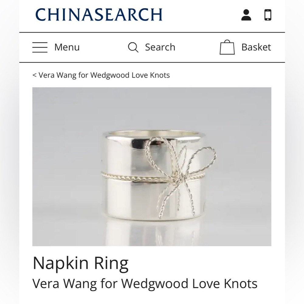EUC set of 4 silver plated Vera Wang love knot napkin rings from Wedgewood